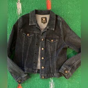 Kardashian Kollection Woman’s Denim Cropped Casual Blue Jean Jacket Sz XL